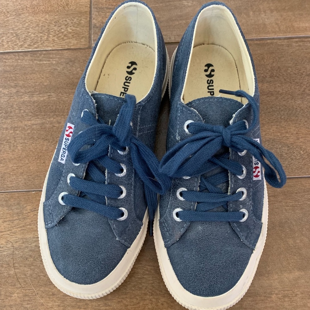 Blue Aged Leather Superga size 36 (6) EUC